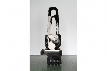 Eliane melancholia (2012) | 170 x 50 x 45 cm | aqua resin - wood - paint - wheels  (picture: Zedes Art Gallery)