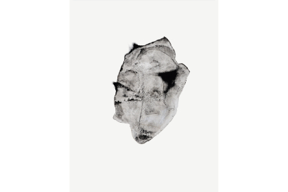 Mécaniques des roches XXVI (2020) | 40 x 30 cm | watercolor & black stone on paper (framed)