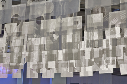 White Flags (2014) | 193 flags | dimension variable | tulle, nylon & embroidery | Photo: J.C. Lette