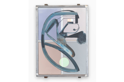am Rand befindlich (± O) | 31,5 x 23 cm | Cathedral glass, dichroic glass, glass, acrylic paint, lead